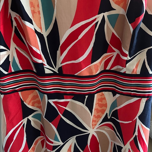 Chetta B Vibrant Leaf Print Midi Dress Sleeveless Lined Sz 18 Colorful Fit&Flare - Picture 7 of 10